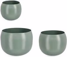 Set di 3 porta vasi in acciaio KEYRA colore verde salvia