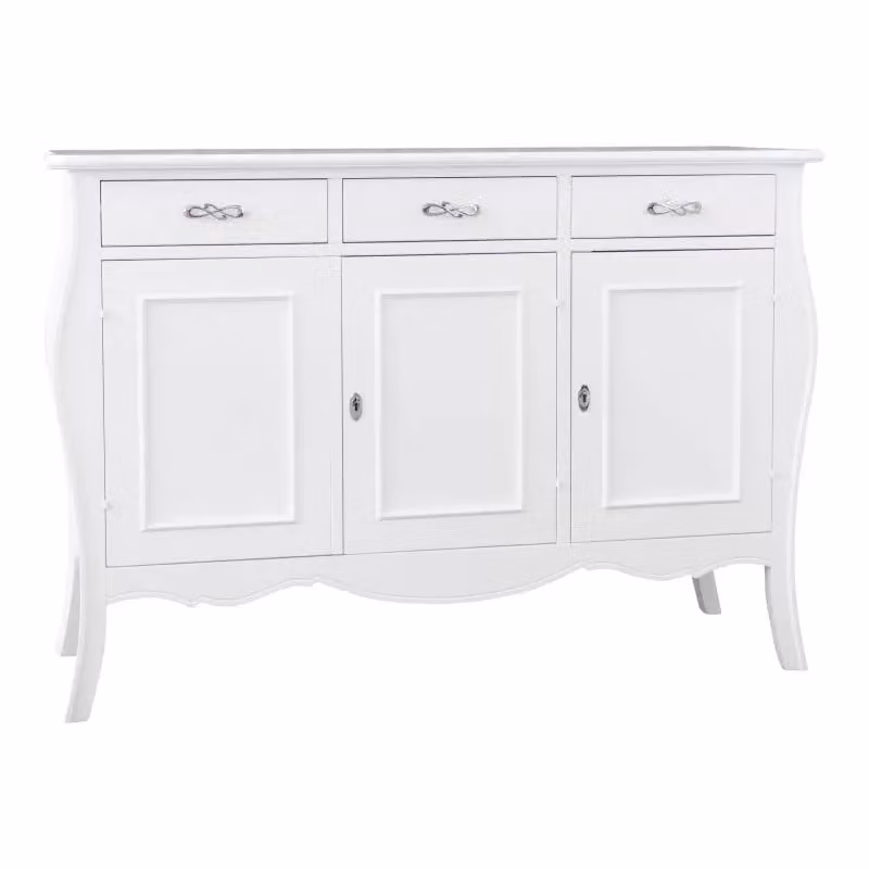 Madia credenza con 3 porte in legno bianco opaco Mobili 2G L/P/H: 151 x 50 x 105 cm