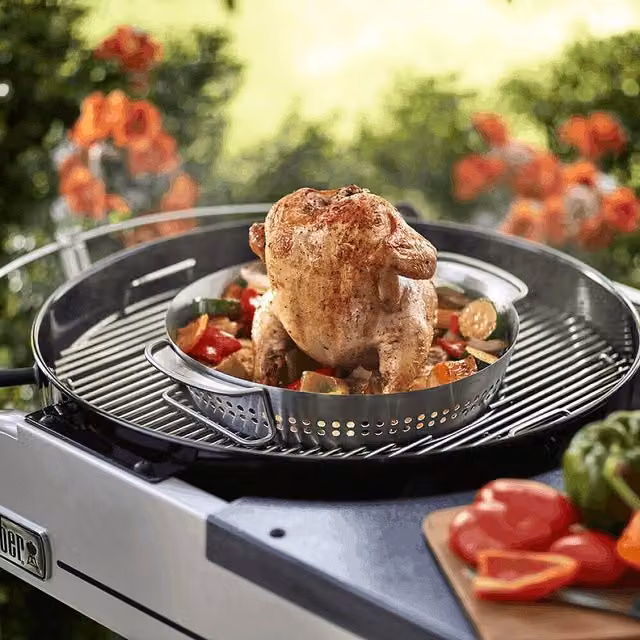 Supporto di cottura per pollo Weber in acciaio inossidabile color argento, Altezza: 43,5 cm
