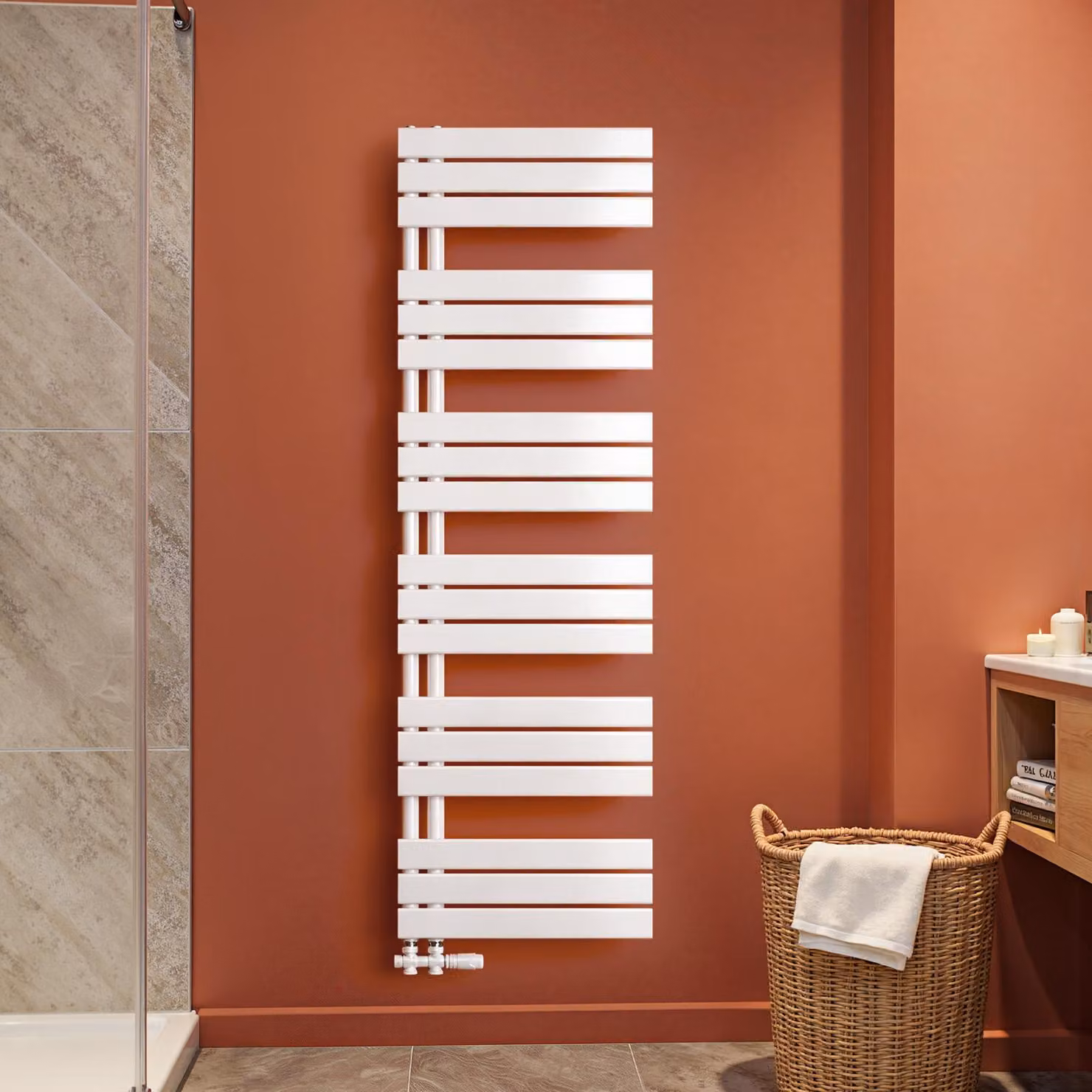 S'AFIELINA 1599x500mm Radiatore da bagno Radiatore per asciugamani Radiatore a pannello piatto per bagno Attacco laterale Bianco 794 Watt