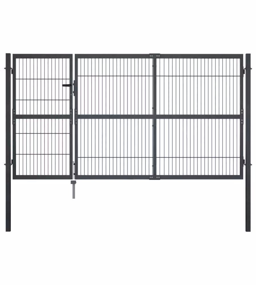 Cancello di Recinzione con Pali in Acciaio 350x140 cm Antracite