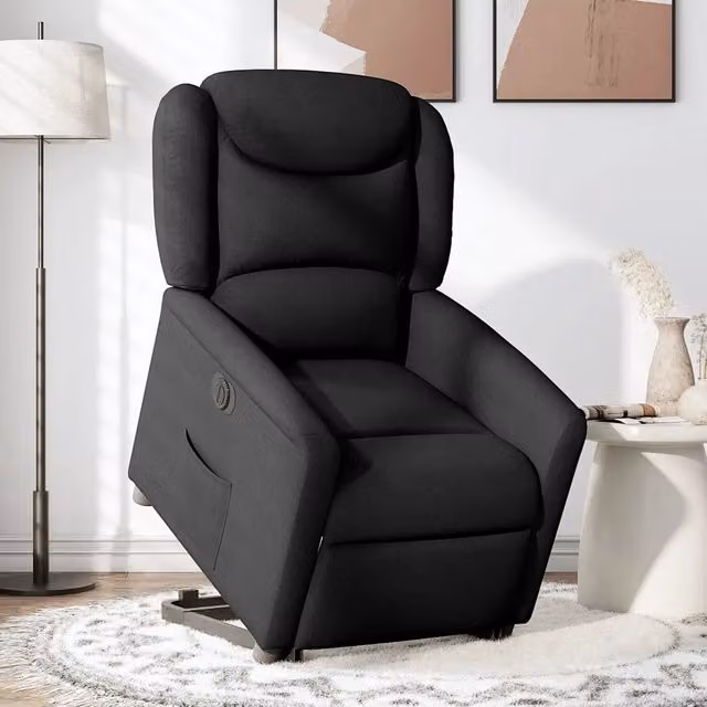 Poltrona | Sedia Relax Alzapersona Reclinabile Elettrica Nera in Tessuto