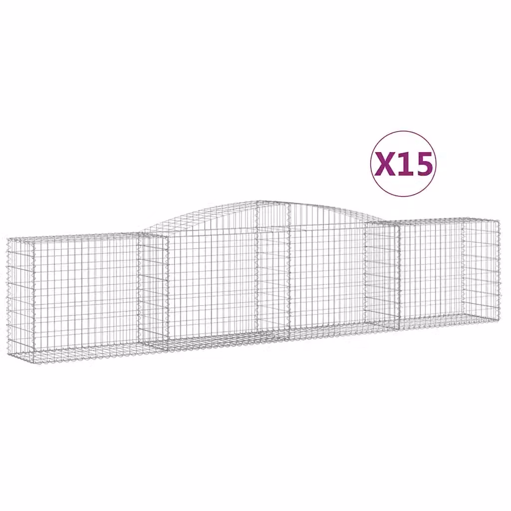 Set di 15 Cesti Gabbioni ad Arco Videx in Acciaio Zincato Colore Argento L: 400 cm, P: 50 cm, H: 80/100 cm – 2