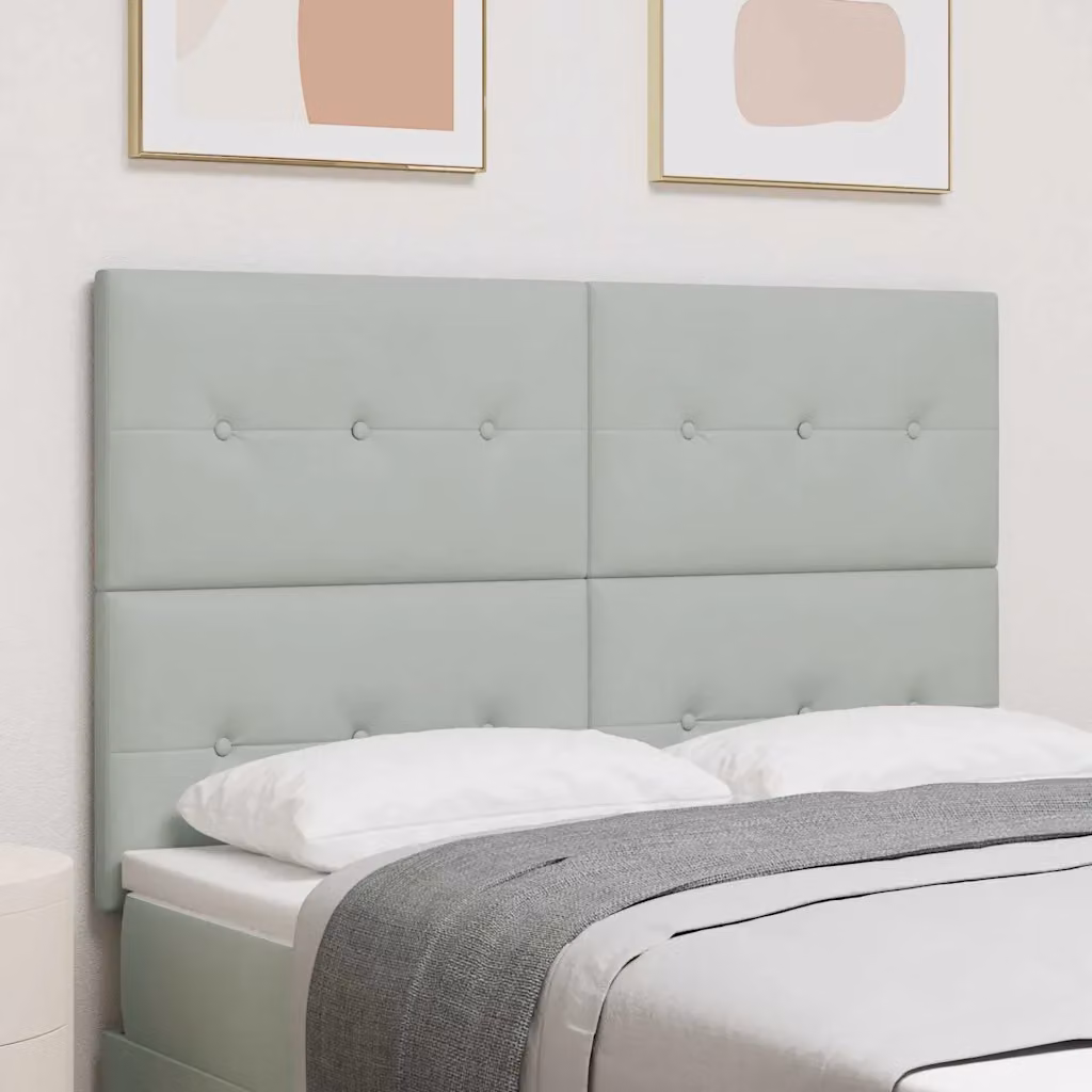 Testiera per letto vidaXL in velluto grigio chiaro, design moderno con pannello imbottito e struttura in legno di pino, larghezza: 160 cm