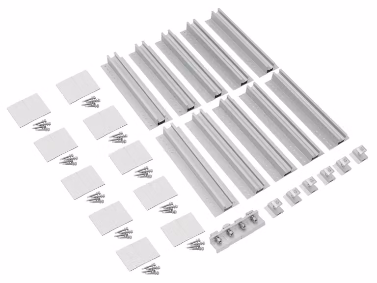 Kit di montaggio per pannelli solari, realizzato in alluminio resistente, con elevata capacità di carico, colore argento