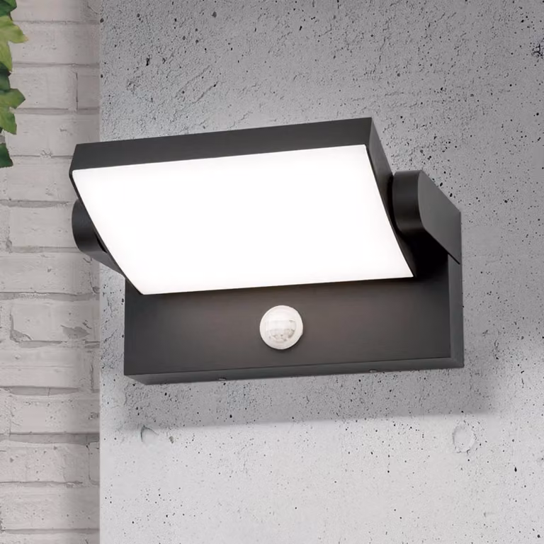 ORION Applique da esterni a LED con sensore Ginger, Nero, Alluminio, Moderno, Applique LED da esterni