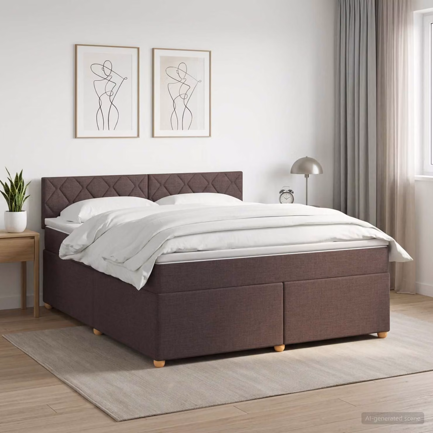 Letto box spring ibrido vidaXL con materasso a molle insacchettate, Marrone e Bianco, L/P/H: 180 x 200 x 88 cm