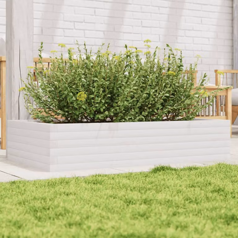 Fioriera da giardino vidaXL in legno di pino bianco L: 110 cm, P: 60 cm, H: 23 cm