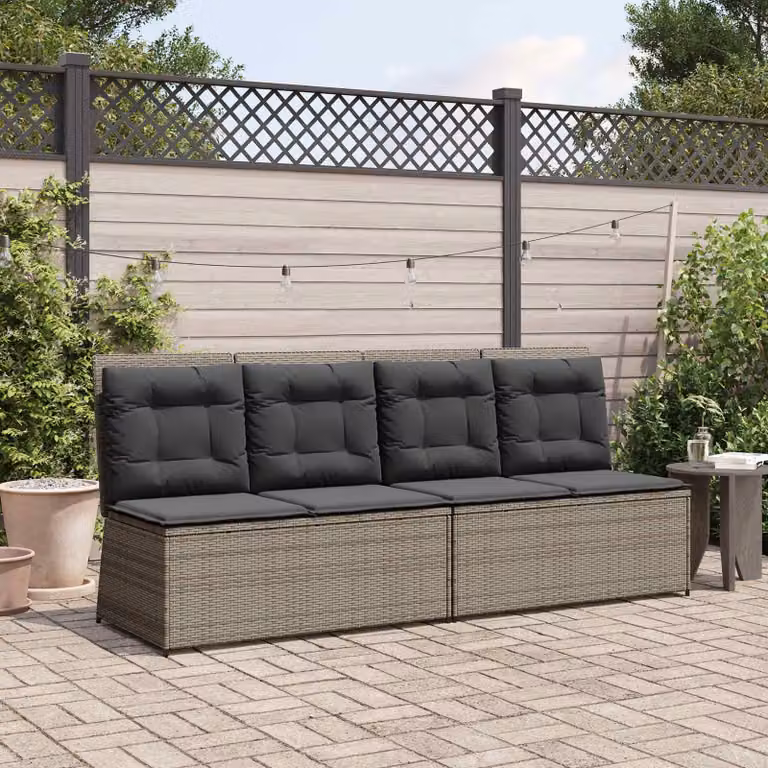 Panchina da giardino moderna vidaXL in rattan e metallo Grigio