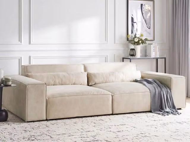 Divano componibile a 2 posti Divano componibile in velluto beige con gambe nere Soggiorno moderno