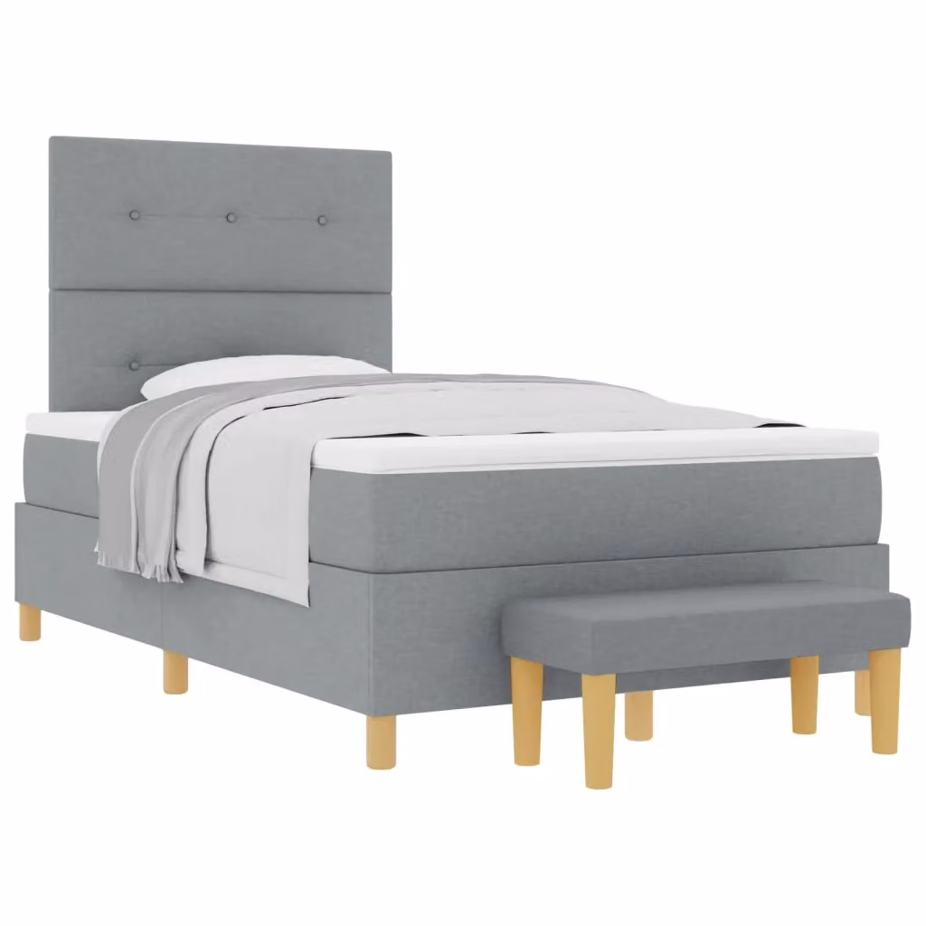 Letto a molle con testiera vidaXL in tessuto grigio L: 120 cm, P: 200 cm, H: 128 cm – 2