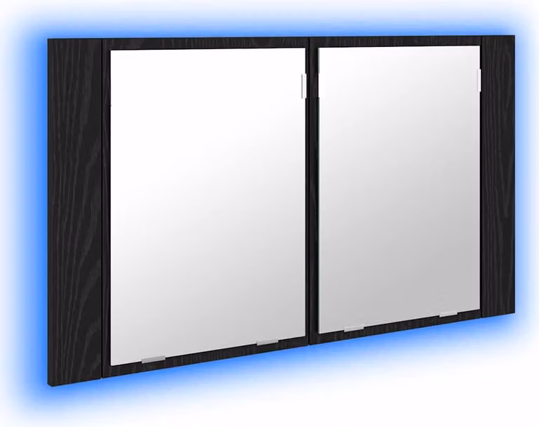 vidaXL Armadio a specchio per bagno in rovere nero 80 x 12 x 45 cm