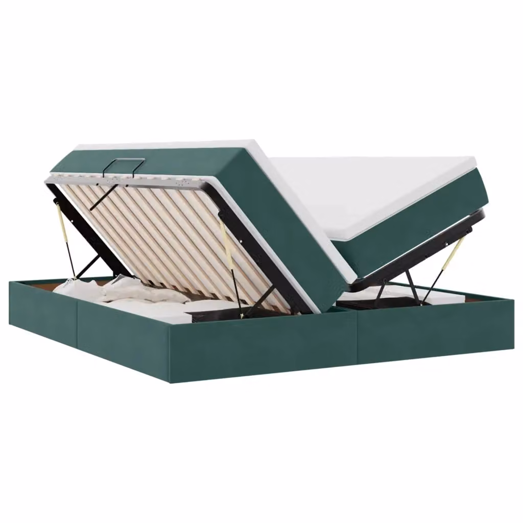 Letto con contenitore e materasso vidaXL in velluto verde con struttura in metallo L/P/H: 200 x 200 x 48,5 cm – 2