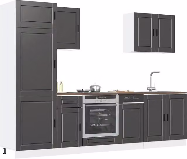 Set Mobili da Cucina 7 pz Porto Neri Legno Multistrato 3314782