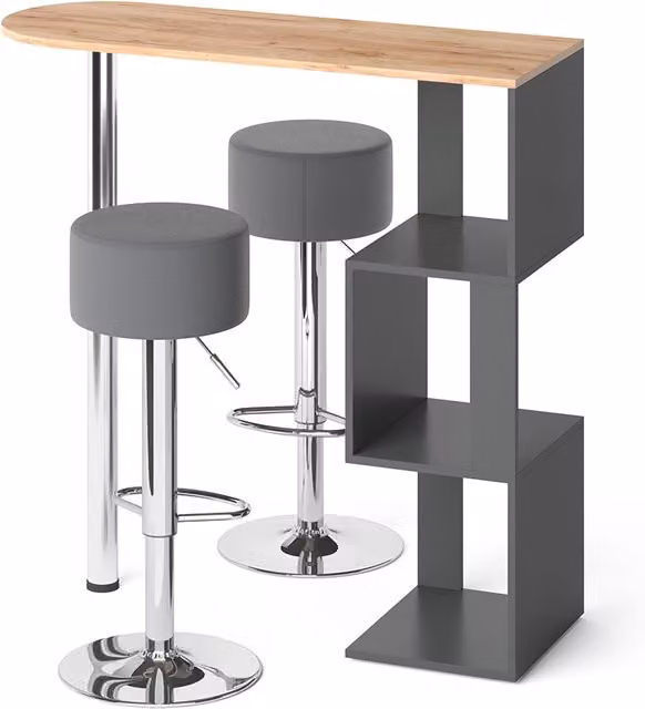 Tavolo bar con sgabelli Vincent Rovere dorato 113 x 39.8 cm con 2 sgabelli da bar Vicco