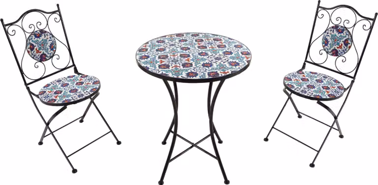 AXI Amélie Set Bistrot da Balcone, 2 Sedie 1 Tavolo, Set Bistrò Veranda, Bleu Vif - Set Bistro da Giardino, Tavolo Bistro a Mosaico per Giardino/Balcone/Terrazza