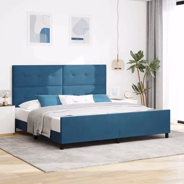 Letto a molle con testiera Blu Scuro 200 x 200 cm Velluto 3344967