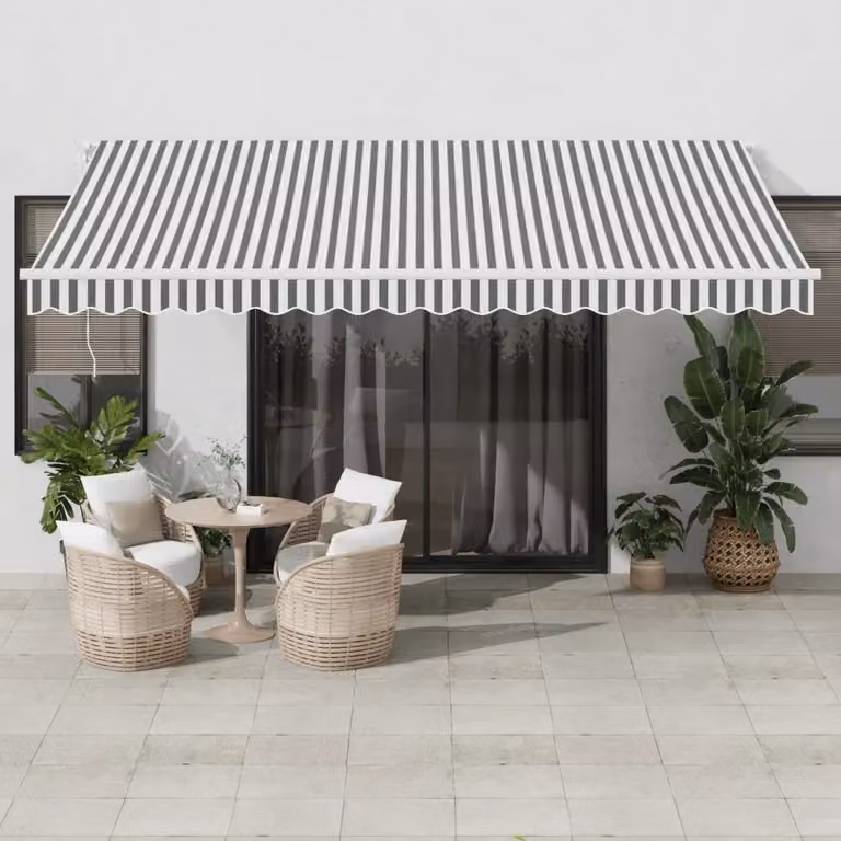 Tenda retrattile con bracci pieghevoli e illuminazione LED vidaXL, Antracite e Bianco, L: 450 cm x P: 350 cm