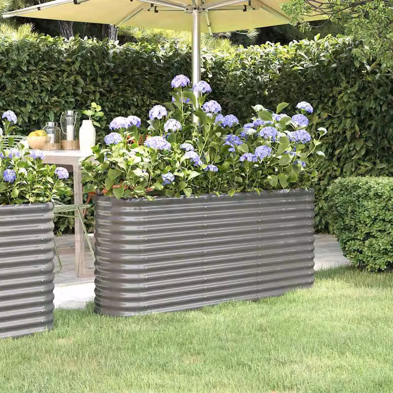 Letto rialzato da giardino vidaXL in acciaio zincato grigio L: 152 cm, P: 40 cm, H: 68 cm