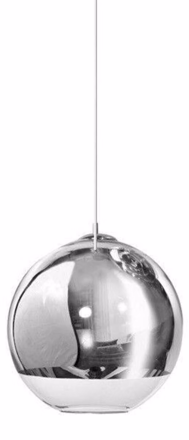 Incantevole apparecchio a sospensione Sfera d'argento in diverse dimensioni, Variante: Ø 400 x 370 x 1030 mm, E27, 60 W, cromo, trasparente