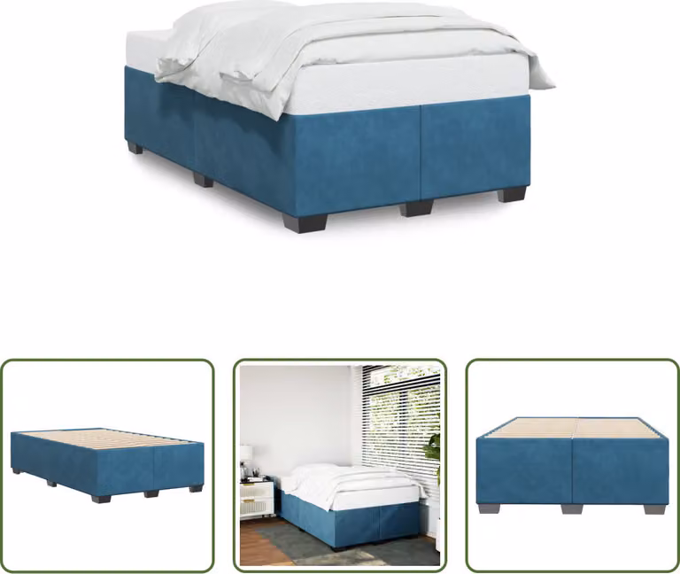 The Living Store Rete da letto blu 120x190 cm in velluto