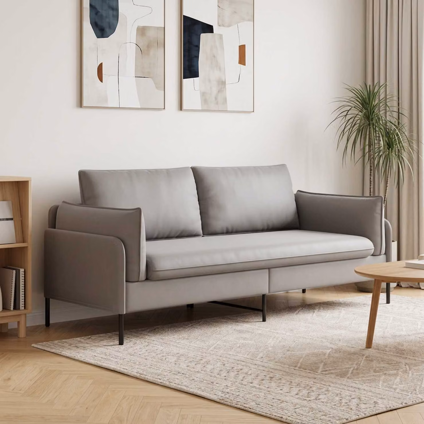 vidaXL Divano 3-Persone Moderno in Velluto Grigio L: 222 cm, P: 81 cm, H: 89 cm
