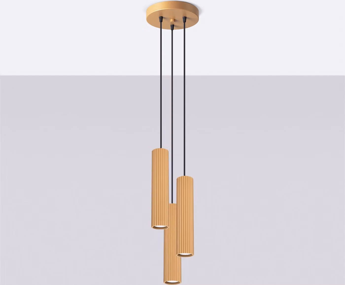 Elegante lampada a sospensione Amber Gold GU10 in alluminio a 3 luci