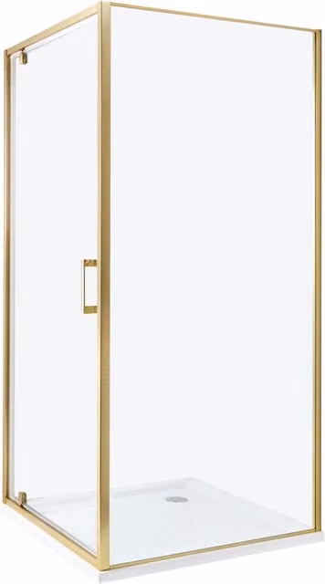 Box Doccia Beliani in Vetro Temperato Trasparente con Cornice in Alluminio Dorato, Modello Quadrato con Anta Singola Scorrevole, L/P/H: 90 x 90 x 185 cm