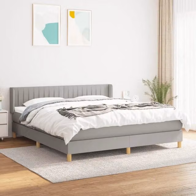 Letto Ibrido con Giroletto a Molle e Materasso vidaXL Grigio Chiaro e Bianco L/P/H: 180 x 200 x 88 cm – 1