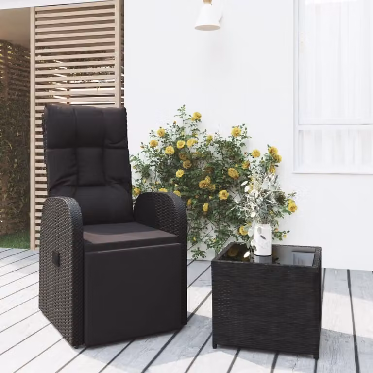 The Living Store Set da giardino 2 pezzi in rattan nero e acciaio