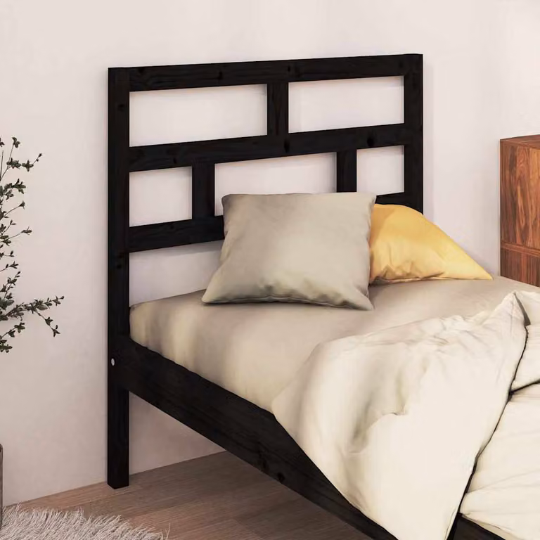 Testiera per letto vidaXL in legno massello di pino nero, stile rustico, L 96 cm x P 4 cm x H 100 cm