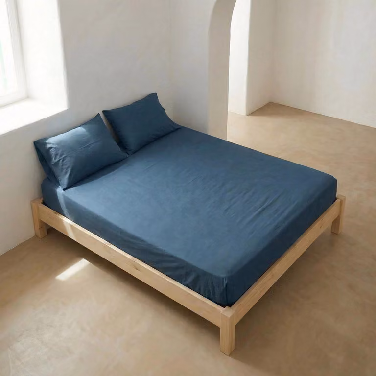 Lenzuolo con angoli GAMUSI – 100% cotone – Blu – 100 x 200 x 30 cm – Coprimaterasso elastico – Morbido e traspirante – 144 TC – Vestibilità perfetta