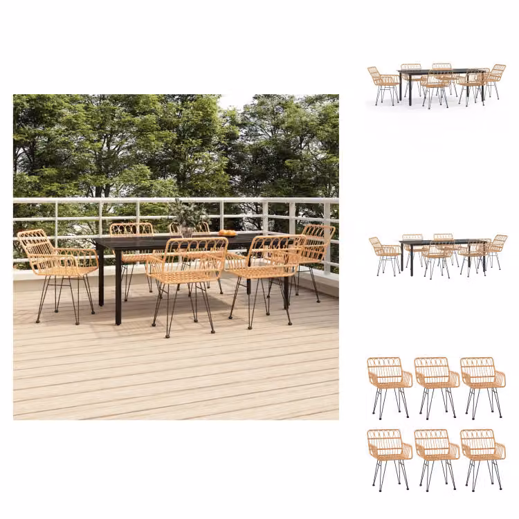 vidaXL Set da pranzo da giardino 7 pezzi in rattan - Set di mobili da giardino