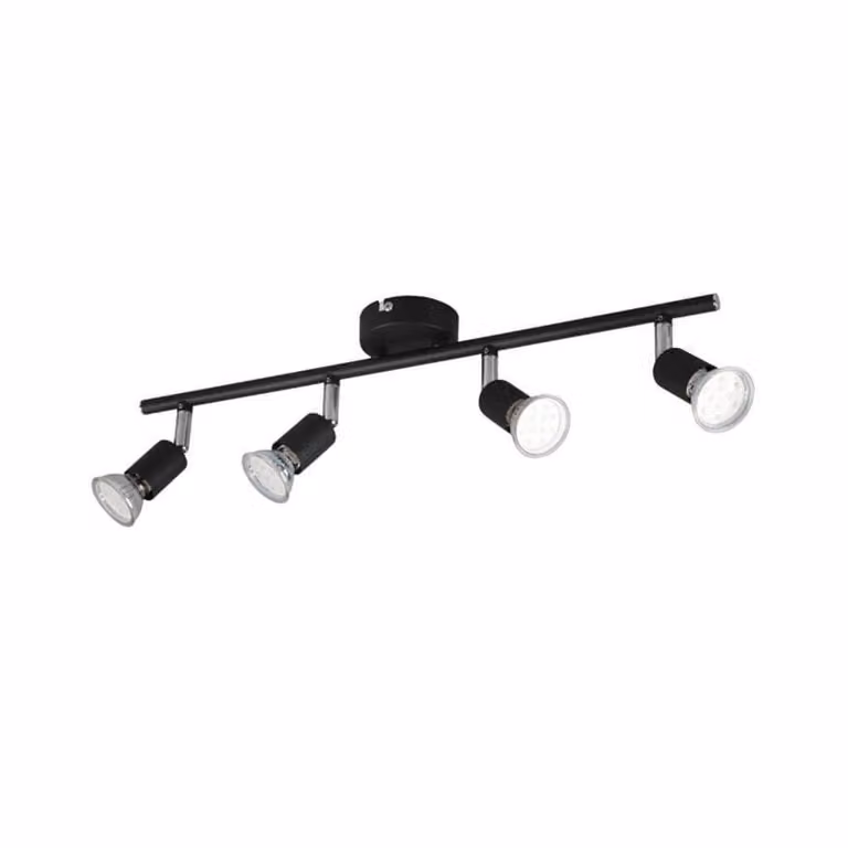 Lampade Reality, set di 4 faretti Paris, nero opaco