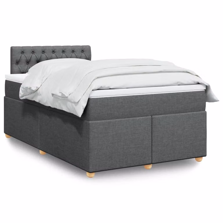 vidaXL Giroletto a Molle con Materasso Ibrido in Tessuto Grigio e Bianco L/P/H: 120 x 190 cm
