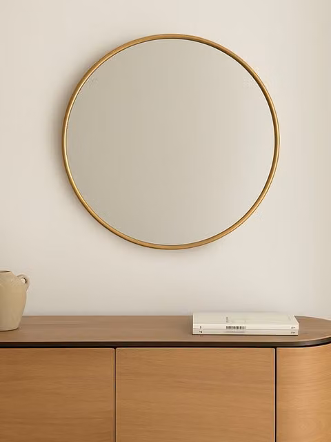 Specchio rotondo Egel Kenay Home oro, Diametro: 80 cm