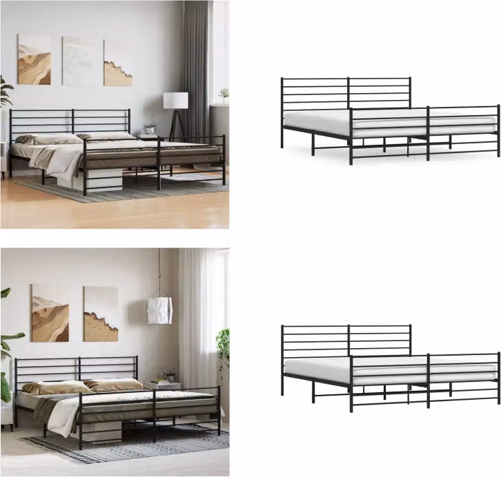 vidaXL Giroletto con testiera e pediera in metallo nero 200x200 cm - Giroletto - Cornici per letti - Giroletto - Letto