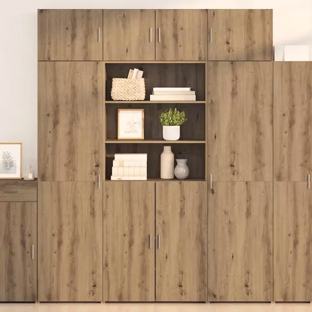 Armadio moderno in rovere vidaXL con ante a battente e ripiani interni, colore marrone, L: 80 cm, P: 42,5 cm, H: 225 cm