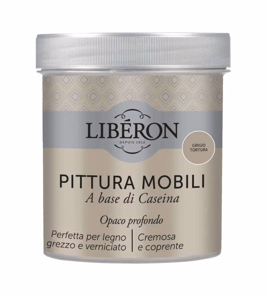 Libéron Pittura Mobili Caseina Grigio Tortora 0,5 L Consistenza Cremosa