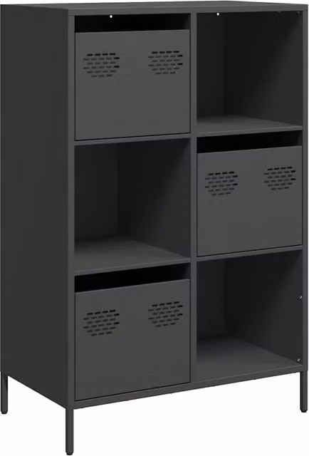 Credenza Buffet in Acciaio Nera con Finitura Opaca L: 68 cm, P: 39 cm, H: 103,5 cm