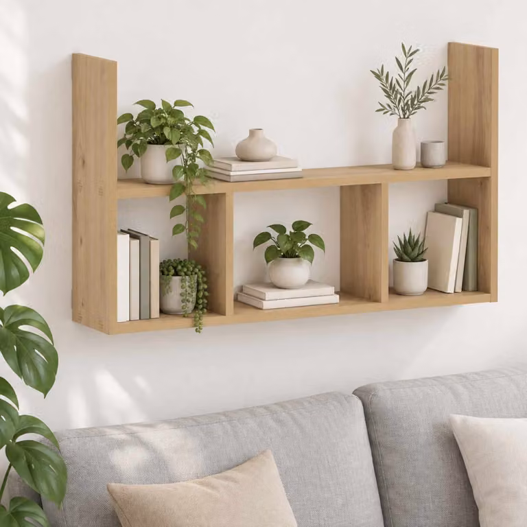 Scaffale da parete moderno vidaXL in legno color marrone L: 78,5 cm, P: 17 cm, H: 45 cm