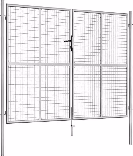 Cancello da Giardino in Acciaio Zincato 306x200 cm Argento 144766