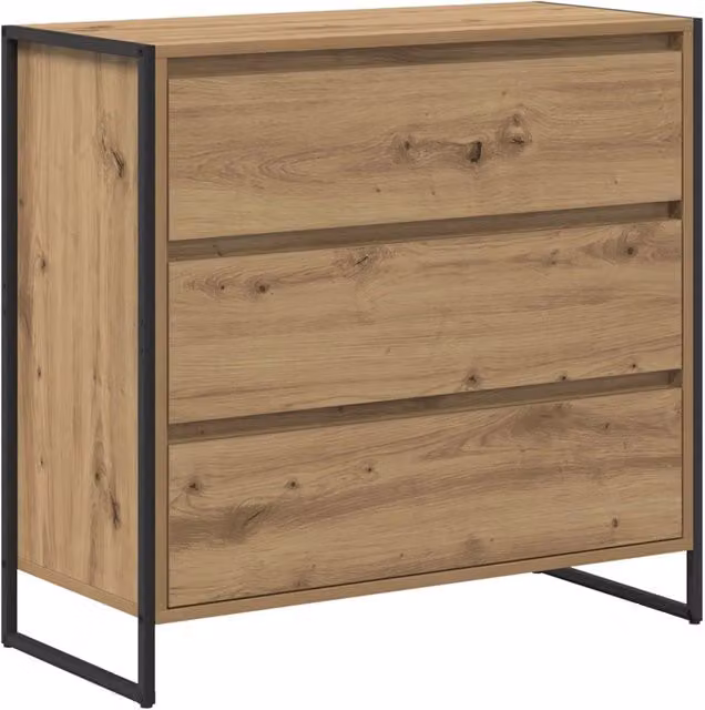 Credenza Buffet in Rovere e Metallo in Stile Industrial, Colore Marrone, L 79 cm x P 36 cm x H 75.5 cm