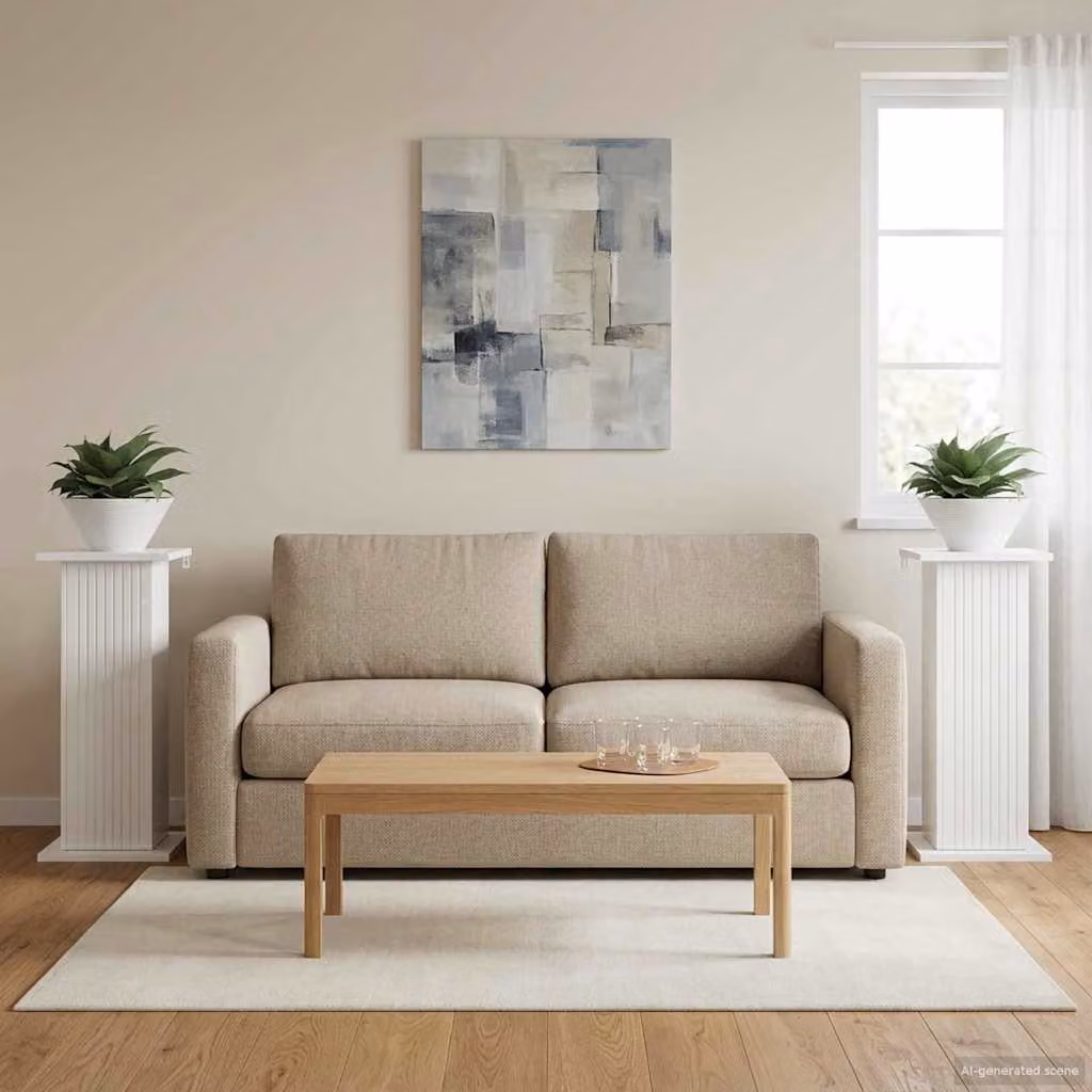 Set di 2 supporti per piante vidaXL in MDF bianco lucido, L/P/H: 30,5 x 30,0 x 60,5 cm