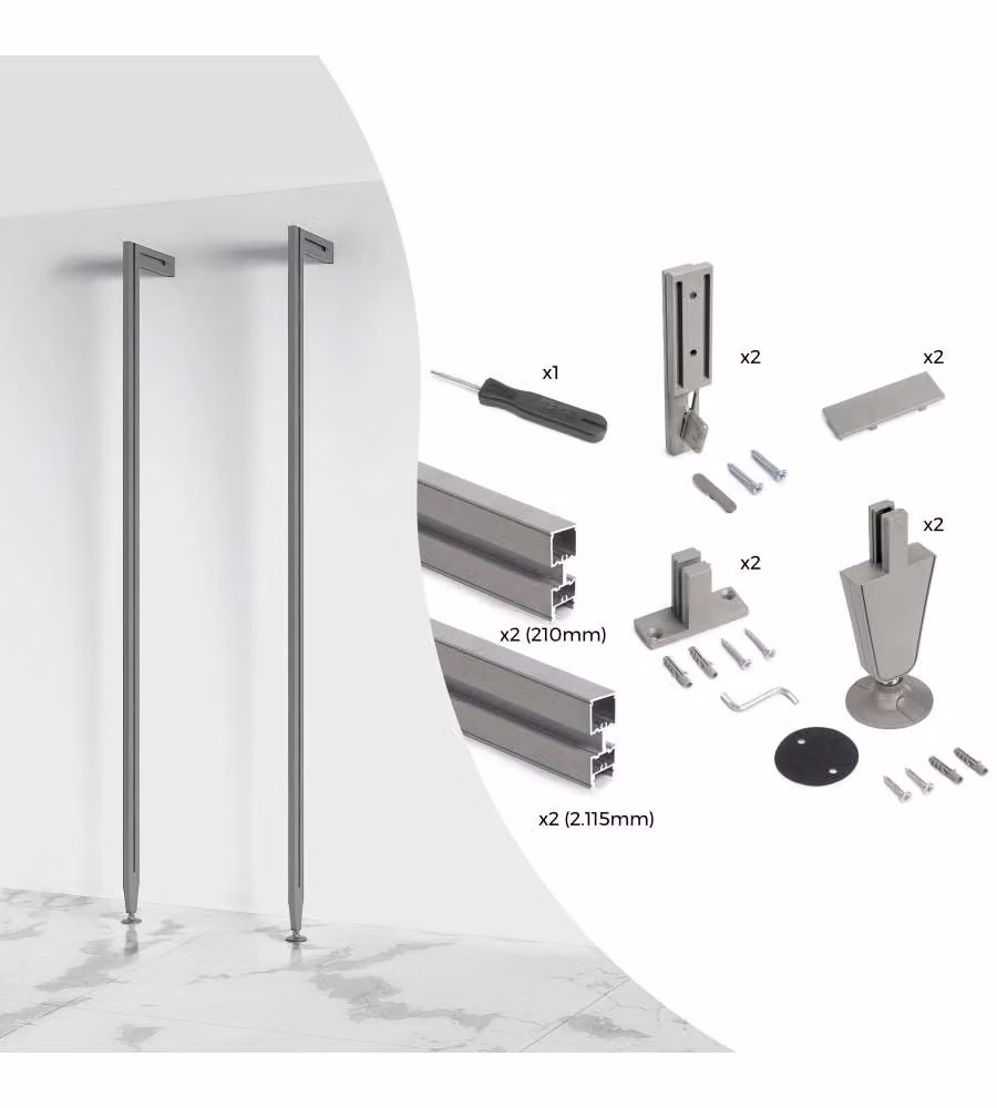 Emuca Kit di Profili Modulari - Grigio Pietra - 2.115 mm