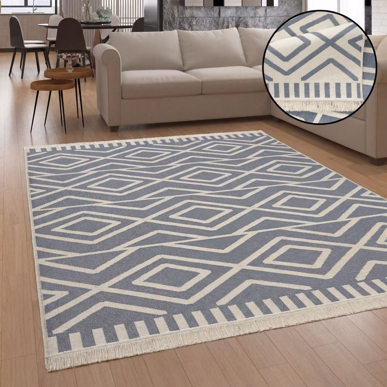 Tappeto Kilim Skyla reversibile e lavabile in cotone stile orientale L: 150 cm, P: 80 cm – 2