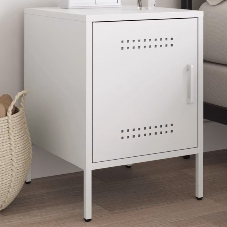 Comodino sospeso vidaXL in metallo bianco stile industriale L 36 cm, P 39 cm, H 50,5 cm