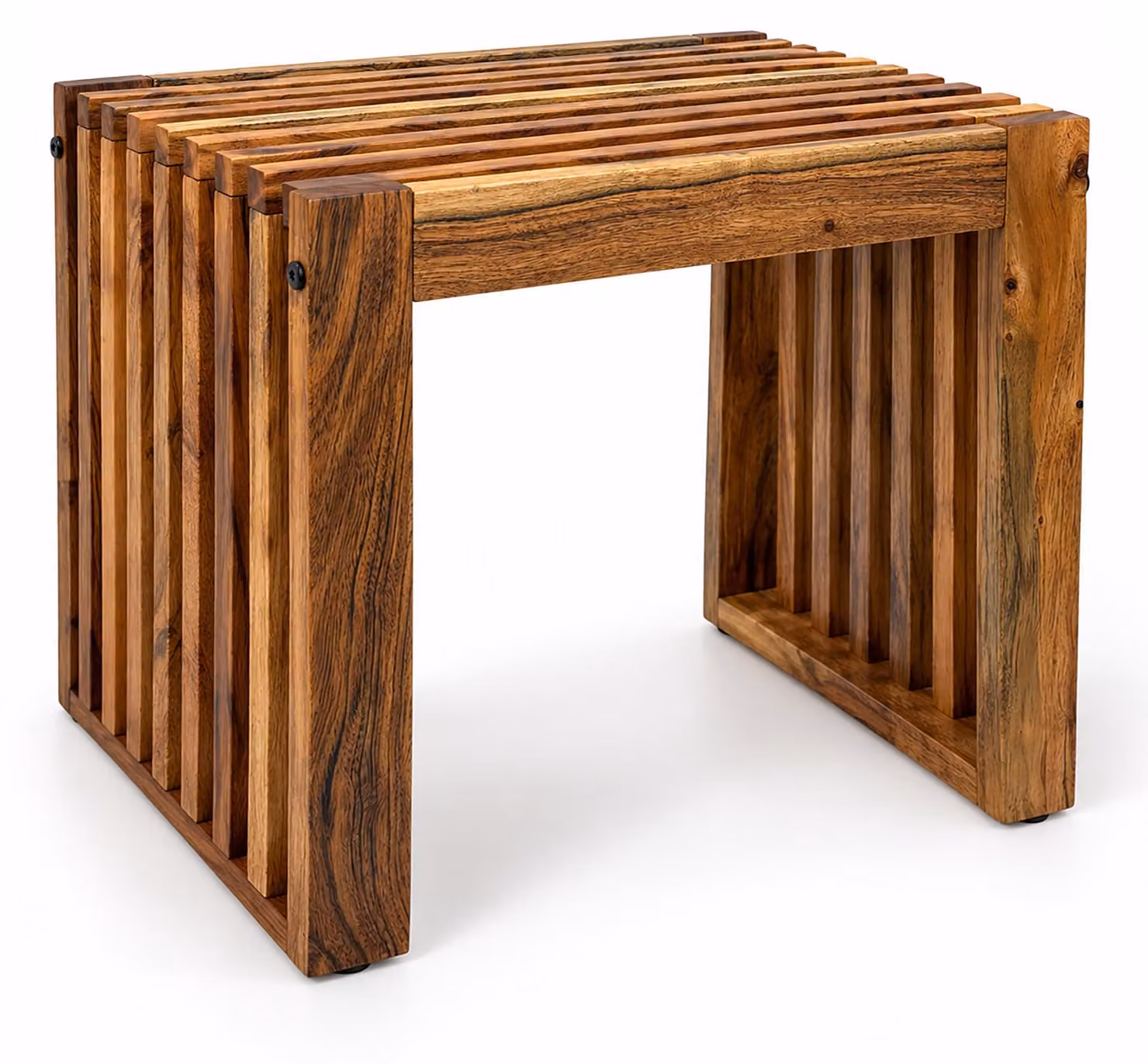 Relaxdays, panchina, legno di acacia oliato, dimensioni: 43 x 45 x 33 cm, ideale per cucina, ingresso, bagno e camera da letto, panca da pranzo, colore marrone