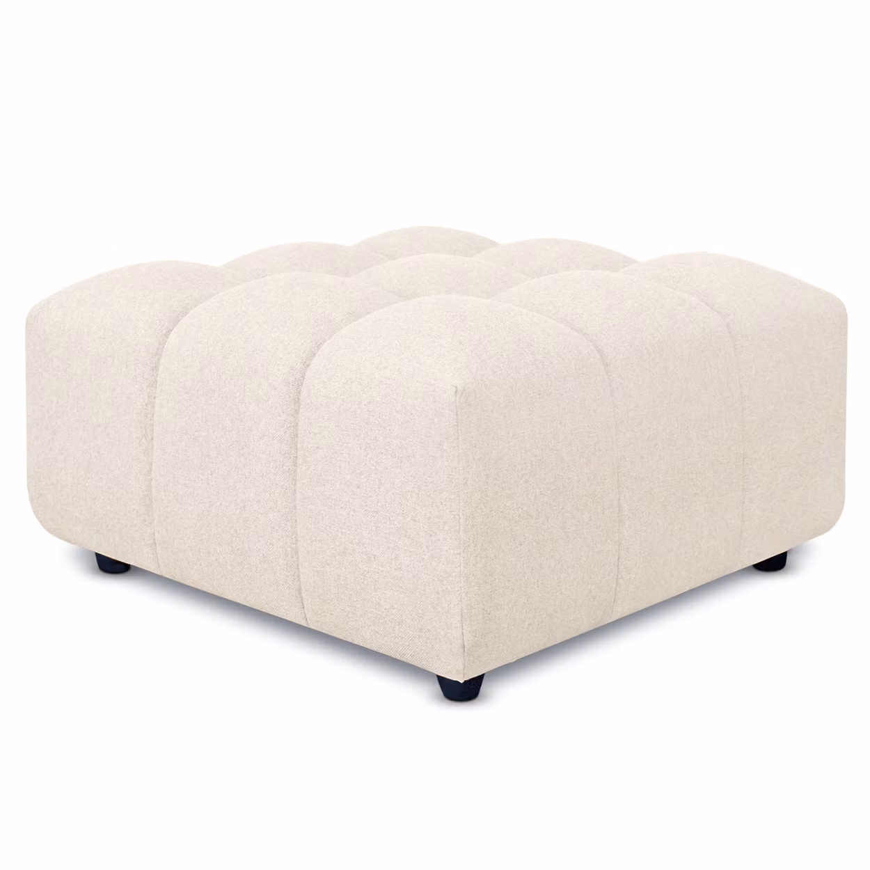 Pouf poggiapiedi con bombature morbide, Pouf Rubiq Crema 90 x 90 cm