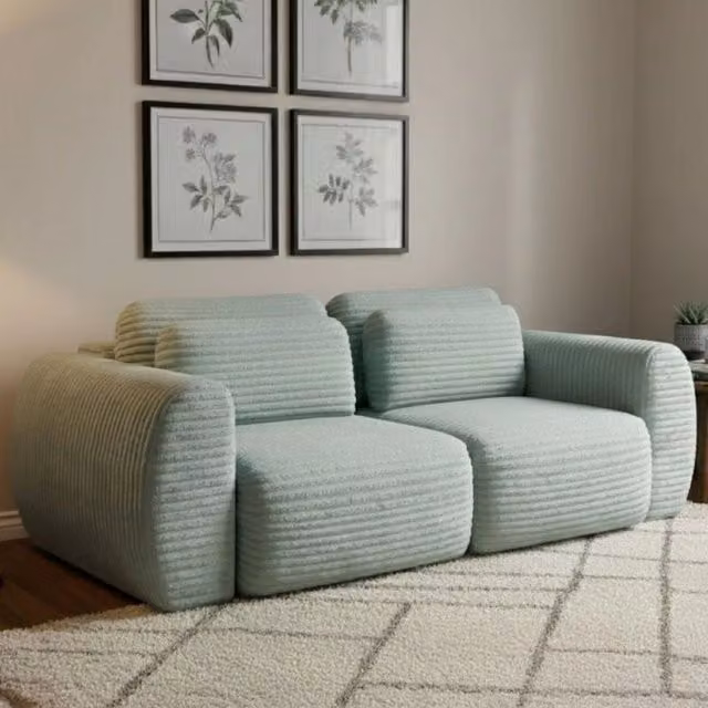 Divano Letto 2 Posti con Contenitore Golgi Verde Chiaro L: 266 cm, P: 121 cm – 1
